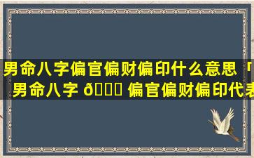 男命八字偏官偏财偏印什么意思「男命八字 🕊 偏官偏财偏印代表什么」